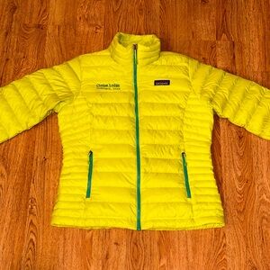 Patagonia Jacket Women’s Small Yellow Down Sweater Puffer Lightweight Outdoor
